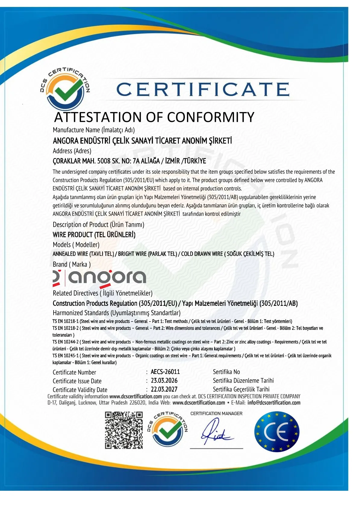 ANGORA CE TEL belge onizlemesi